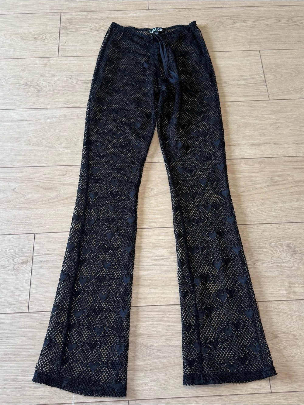 I.AM.GIA Black Mesh Flared Pants